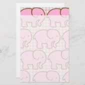 ピンクかわいらしの格子縞模様のピンクの象 便箋 (正面/裏面)