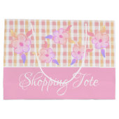 ピンクかわいらしの格子縞 ラージペーパーバッグ (裏面)