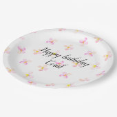 ピンクかわいらしの桃の花 ペーパープレート (アングル)