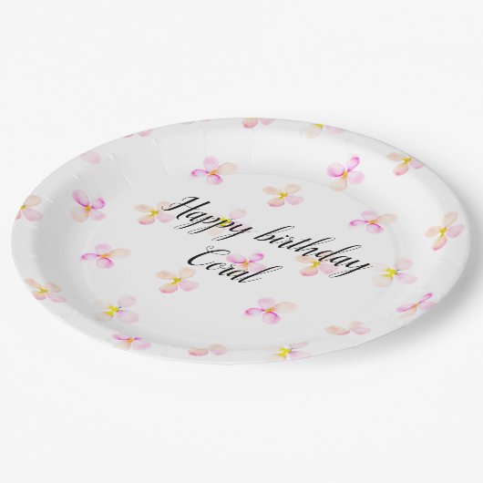 ピンクかわいらしの桃の花 ペーパープレート (アングル)