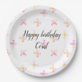 ピンクかわいらしの桃の花 ペーパープレート (正面)