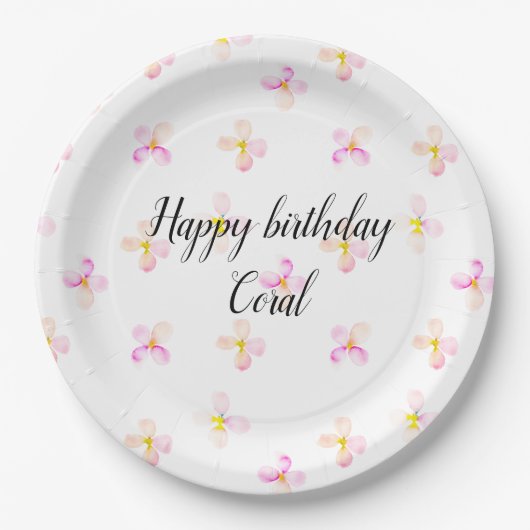 ピンクかわいらしの桃の花 ペーパープレート (正面)
