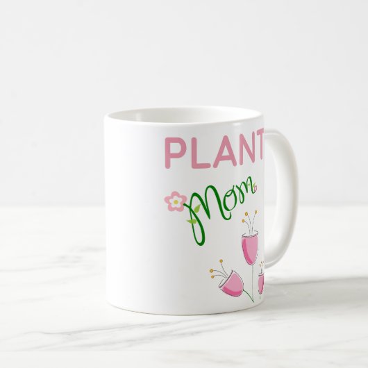 ピンクかわいらしの植物でママのマグカップ – ママのための贈り物 コーヒーマグカップ (正面右)