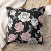ピンクかわいらしの様式化バラ クッション (ブランケット)