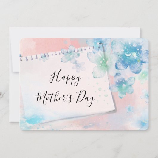 ピンクかわいらしの母の日に青い花を シーズンカード (正面)