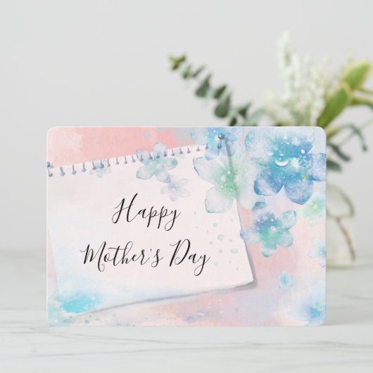 ピンクかわいらしの母の日に青い花を シーズンカード (スタンド正面)