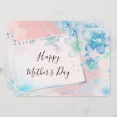 ピンクかわいらしの母の日に青い花を シーズンカード (正面/裏面)