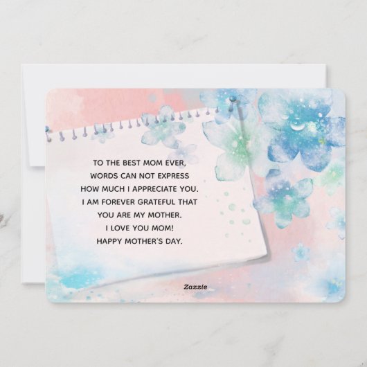 ピンクかわいらしの母の日に青い花を シーズンカード (裏面)