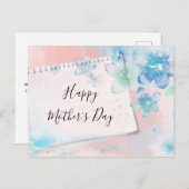 ピンクかわいらしの母の日に青い花を シーズンポストカード (正面/裏面)