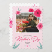 ピンクかわいらしの母の日の写真 シーズンカード (正面/裏面)