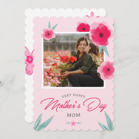 ピンクかわいらしの母の日の写真 シーズンカード (正面/裏面)