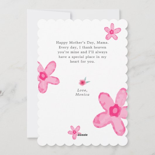 ピンクかわいらしの母の日の写真 シーズンカード (裏面)