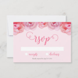 ピンクかわいらしの水の色のバラフローラ結婚式RSVP 出欠カード