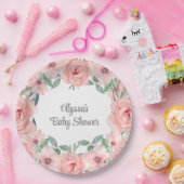 ピンクかわいらしの水の色のフローラ赤ちゃん女の子シャワー ペーパープレート (パーティー)