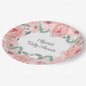 ピンクかわいらしの水の色のフローラ赤ちゃん女の子シャワー ペーパープレート (アングル)