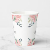 ピンクかわいらしの水の色のフローラ赤ちゃん女の子シャワー 紙コップ (左)