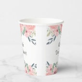 ピンクかわいらしの水の色のフローラ赤ちゃん女の子シャワー 紙コップ (右)