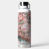 ピンクかわいらしの水の色のヴェネツィアイタリア運河 ウォーターボトル (背面)