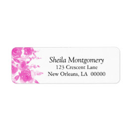 ピンクかわいらしの水の色バラ ラベル