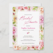 ピンクかわいらしの水の色ブライダルシャワー 招待状 (正面)