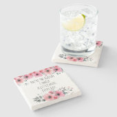 ピンクかわいらしの水カラーフローララブタイポグラフィ ストーンコースター (横)