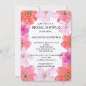 ピンクかわいらしの水彩フローラブライダルシャワー 招待状 (正面)
