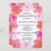 ピンクかわいらしの水彩フローラブライダルシャワー 招待状 (正面/裏面)