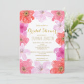 ピンクかわいらしの水彩フローラブライダルシャワー 招待状 (スタンド正面)