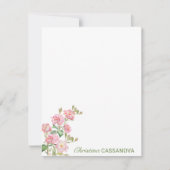 ピンクかわいらしの水彩フローラ園 ノートカード (正面)