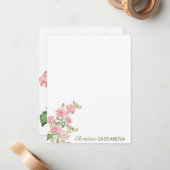 ピンクかわいらしの水彩フローラ園 ノートカード (正面/裏面インサイチュ)