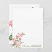 ピンクかわいらしの水彩フローラ園 ノートカード (正面/裏面)