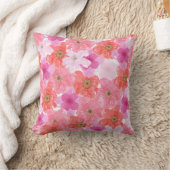 ピンクかわいらしの水彩フローラ クッション (ブランケット)