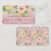 ピンクかわいらしの水彩フローラ 名刺 (正面/裏面)