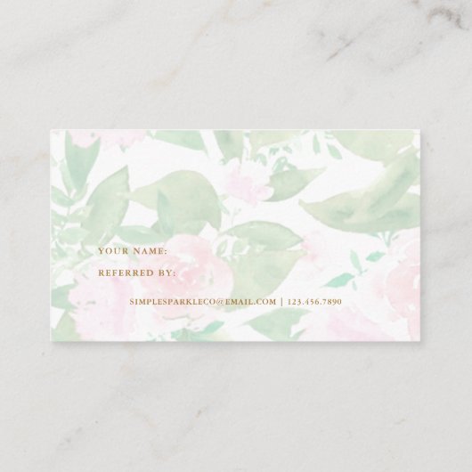 ピンクかわいらしの水彩フローラ 紹介カード (裏面)