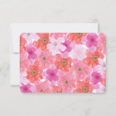ピンクかわいらしの水彩フローラRSVP 出欠カード (裏面)