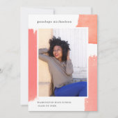 ピンクかわいらしの水彩写真卒業パーティー 招待状 (正面)