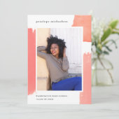 ピンクかわいらしの水彩写真卒業パーティー 招待状 (スタンド正面)