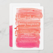 ピンクかわいらしの水彩甘い16招待状 招待状 (正面/裏面)