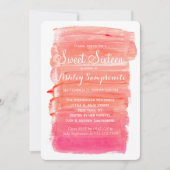 ピンクかわいらしの水彩甘い16招待状 招待状 (正面)