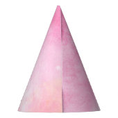 ピンクかわいらしの水彩色の背景に白のユニコーン パーティーハット (裏面)