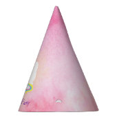 ピンクかわいらしの水彩色の背景に白のユニコーン パーティーハット (右)