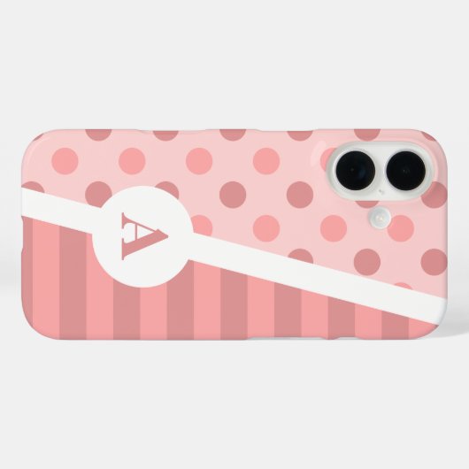 ピンクかわいらしの水玉模様とストライプパターン Case-Mate iPhoneケース (裏面 (横))