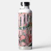 ピンクかわいらしの水色のヴェネツィア運河と花 ウォーターボトル (右面)