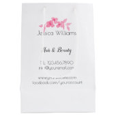 ピンクかわいらしの水色の可愛い女の子バラ-フローラ ミディアムペーパーバッグ (裏面)