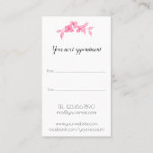 ピンクかわいらしの水色の可愛い女の子バラ-フローラ 予約カード (裏面)