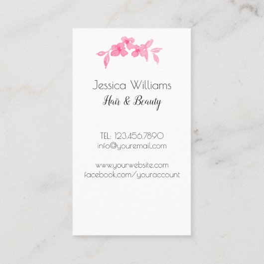 ピンクかわいらしの水色の可愛い女の子バラ-フローラ 名刺 (裏面)