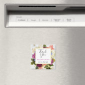 ピンクかわいらしの水色の花パーティーありがとう マグネット (インサイチュ (食洗機))