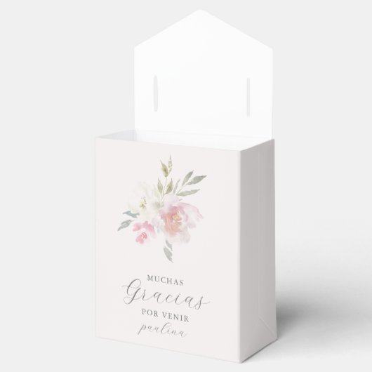 ピンクかわいらしの水色フローラグラシアスありがとう フェイバーボックス (オープン)