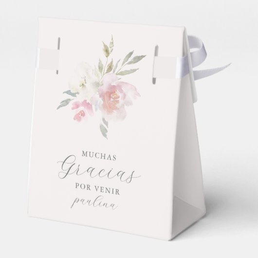 ピンクかわいらしの水色フローラグラシアスありがとう フェイバーボックス (裏面サイド)