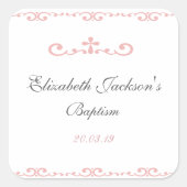 ピンクかわいらしの洗礼シールラベル スクエアシール (正面)